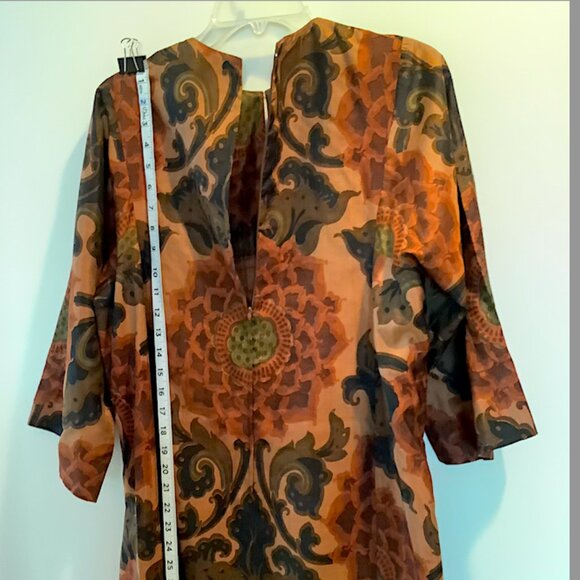 Jim Thompson Classic- Vintage 1970s Thai Silk Kaftan style formal gown Size L - Picture 6 of 14